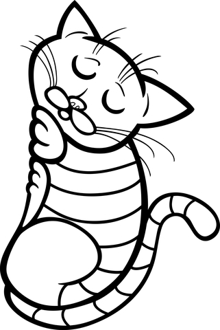 Sleep Time for a Kitty Coloring page