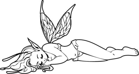 Sleeping Elf Girl Coloring page