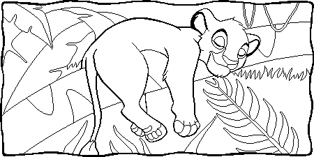 Sleeping Simba on the palm tree Coloring page