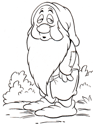 Sleepy dwarf Coloring page