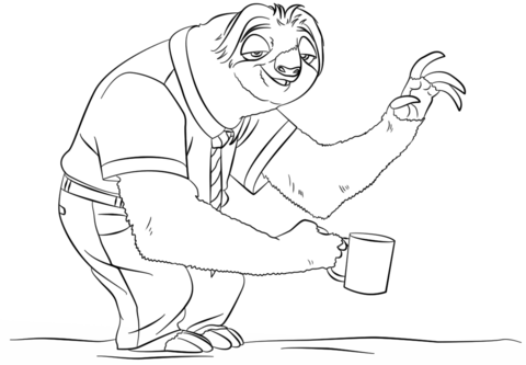 Sloth Flash from Zootopia Coloring page