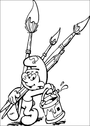 Smurf the painter Coloring page