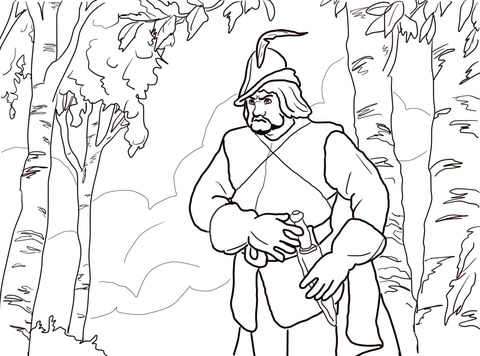 The Queen's Huntsman in the forest Coloring page