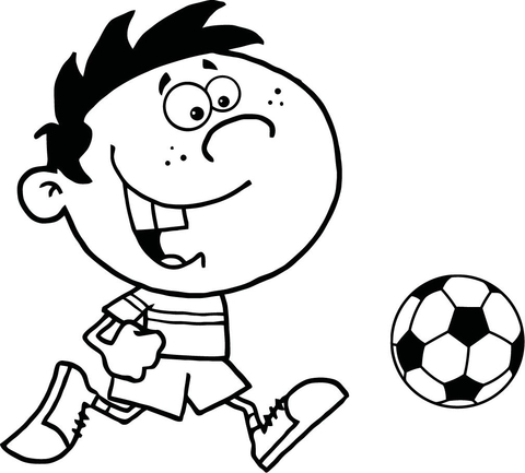 Soccer Boy with Ball Coloring page