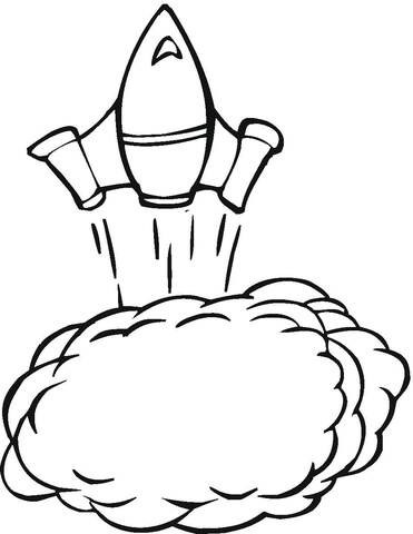 Spaceship  isTaking Off Coloring page