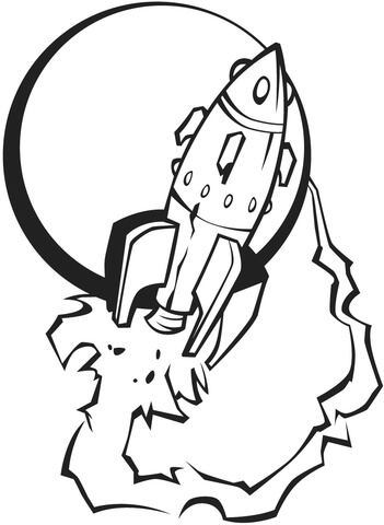 Spaceship Leaving the Moon Coloring page