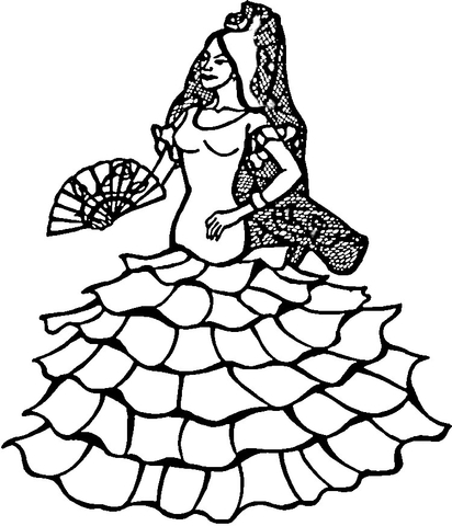 Spanish Dancer  Coloring page