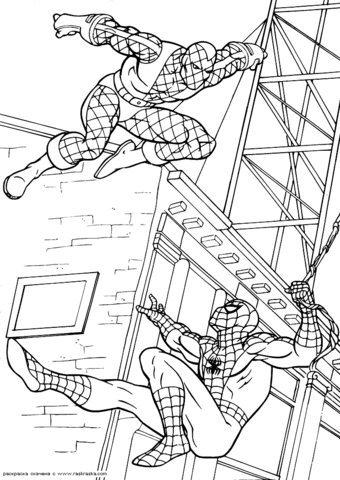 Spider-man and a villain Coloring page