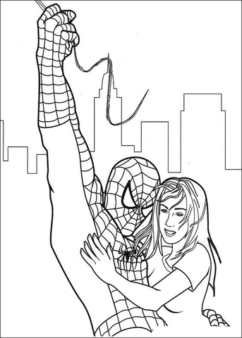 Spider-man Has Saved Gwen Stacy Coloring page