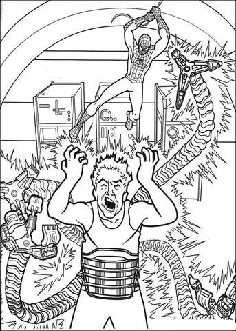 Spiderman Wants To Stop Doctor Octopus Coloring page