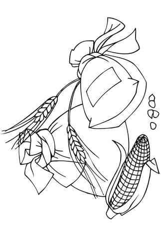 Spikelets Corncob and Flour Bags  Coloring page