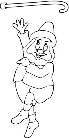 Leprechaun is playing with his stick Coloring page