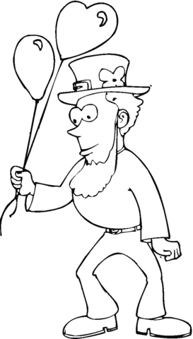 Man at Saint Patrick’s day  with balloons Coloring page