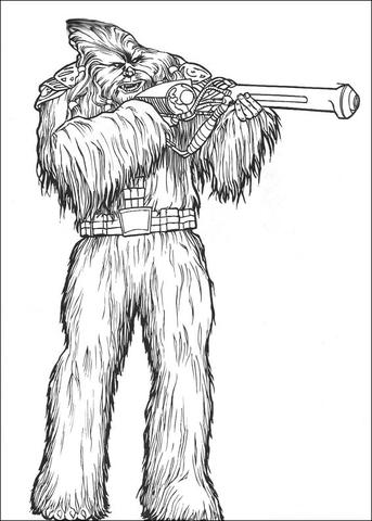 Wookie with kashyyyk long gun Coloring page