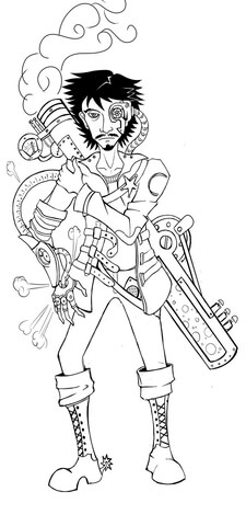 Steampunk Sheriff Coloring page