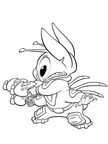 Stitch And His Weapon  Coloring page