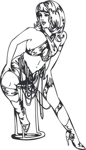 Striptease on a Chair Coloring page