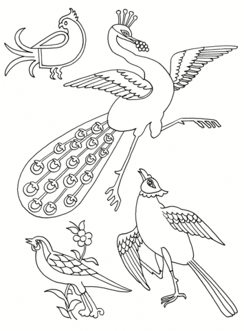 Stylised Birds Coloring page