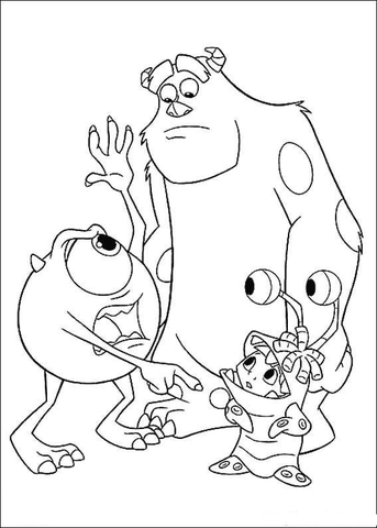 Sulley, Mike And Boo  Coloring page