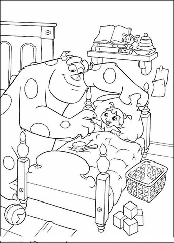 Sulley Tells A Story To Boo  Coloring page