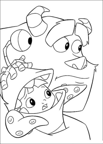 Sulley Will Protect Boo  Coloring page