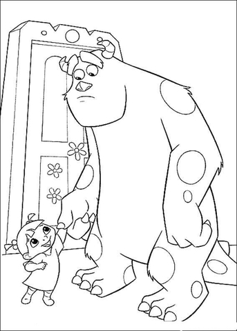 Sulley With Boo  Coloring page