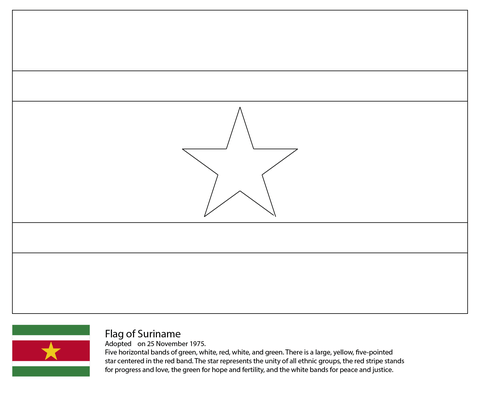 Suriname Flag Coloring page