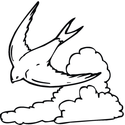 Flying Swallow Coloring page