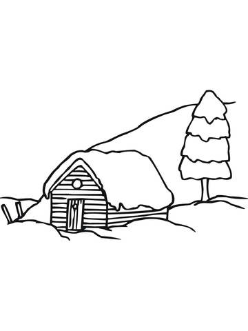 Sweden Winter Rural Landscape Coloring page