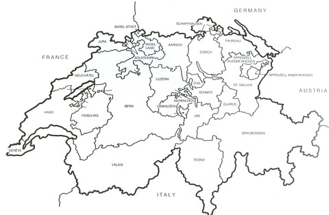 Swiss Outline Map Coloring page