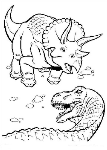 Tyrannosaurus is Ready To Fight with Triceratop Coloring page