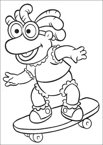 Baby Skeeter rides a skateboard Coloring page