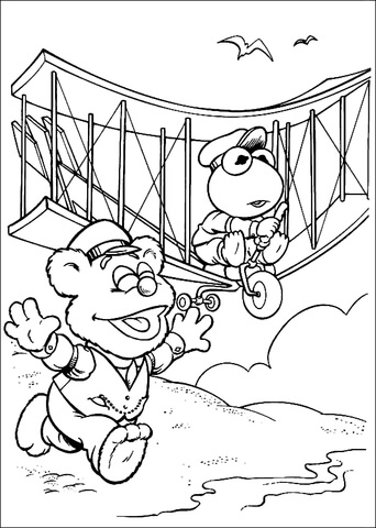 Baby Kermit and Baby Fozzie Coloring page