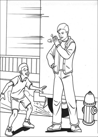 Peter Parker and a boy Coloring page