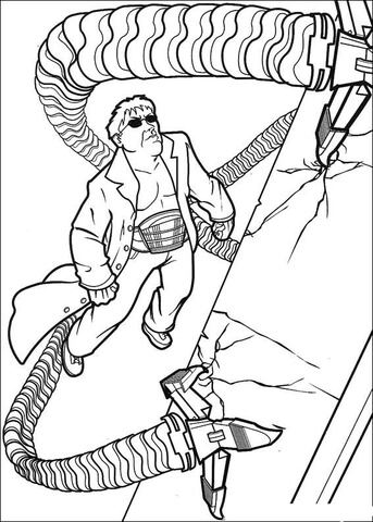 Doctor Octopus Is Climbing The Building Coloring page