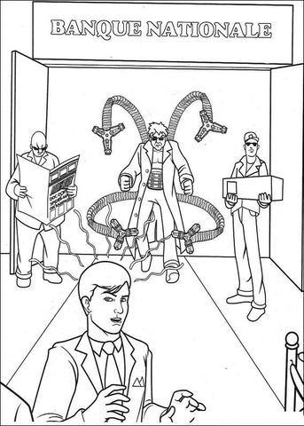 Doctor Octopus in a bank Coloring page