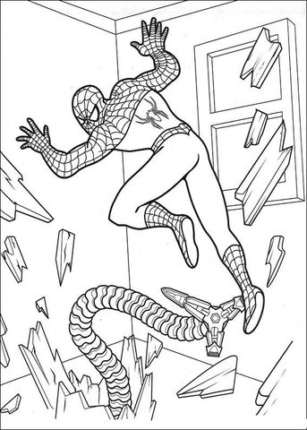 A tentacle is following Spider-man Coloring page