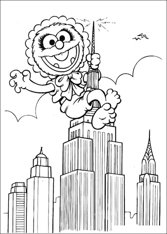 Animal Baby Climbs The Skyscraper Coloring page