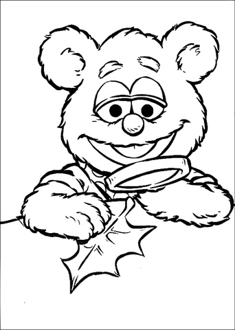 Baby Fozzie with magnifying glass Coloring page