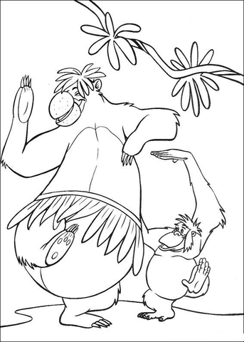 Baloo and King Louie Are Dancing Together  Coloring page