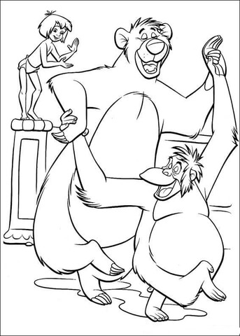 King Louie, Mowgli And Baloo  Coloring page