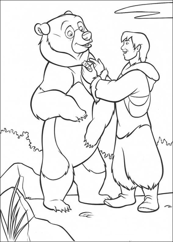 Denahi and Bear Coloring page