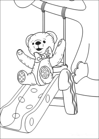 Teddy Bear in the playground Coloring page