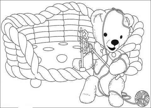 Teddy Bear is knitting Coloring page