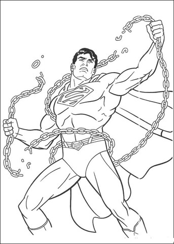 Strong Superman broke the chains  Coloring page