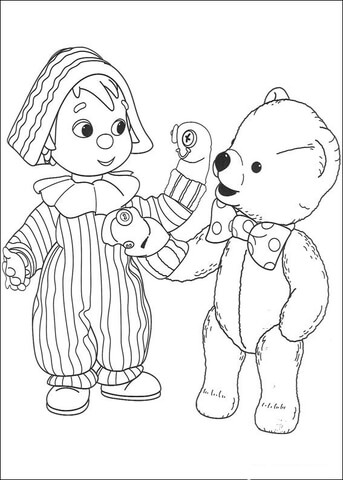 Andy and Teddy are playing Coloring page