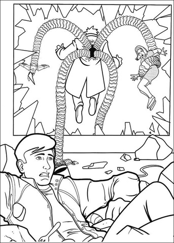 Doctor Octopus is taking the hostage Coloring page