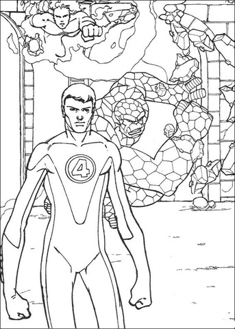 The Fantastic Four Are Fighting  Coloring page