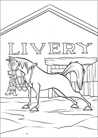 The Horse Is Standing In Front Of The Range  Coloring page