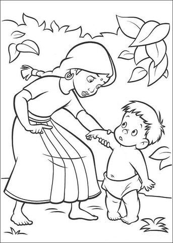 The Indian Family  Coloring page